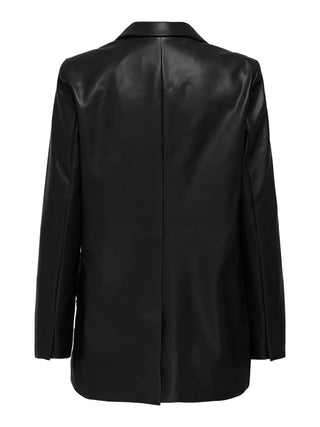 ONLY KAJA CAPPOTTO BLAZER IN PELLE LUNGO DONNA 15348943 BLK
