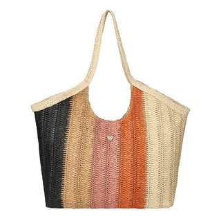 HATYOU BORSA HOBO IN CARTA TESSILE A RIGHE LARGHE 38X10 X41 CM BP0372 NAT