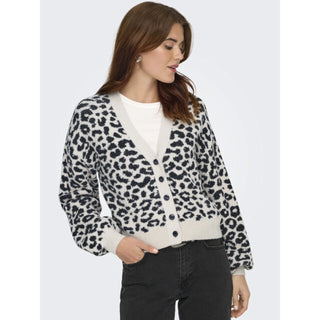 JACQUELINE DE YONG LORRAINE ANIMAL CARDIGAN CROP CON BOTTONI DONNA 15292883 CBL