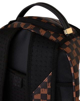 SPRAYGROUND BROWN AND  CREAM DRIP CHECK SHARK ZAINO B8552