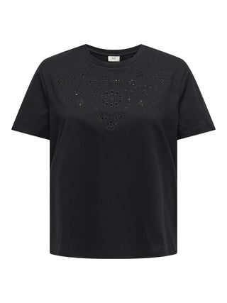 JACQUELINE DE YONG CIF T-SHIRT CON RICAMO INGLESE DONNA (COL:BLACK) 15342866 BLK