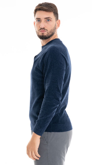 MARKUP CREW NECK CHENILLE SWEATER MEN MK790129 BLUE