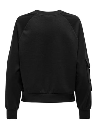 ONLY CORINNE CREW NECK SWEATSHIRT WITH SLEEVE POCKET WOMEN 15326725 BLK