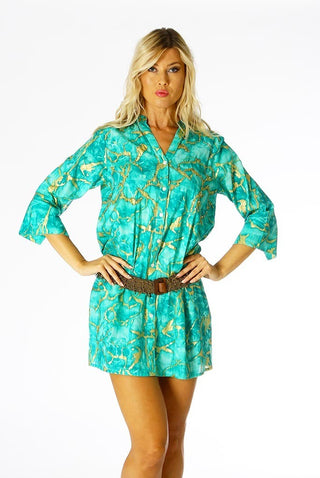 POSITANO BY JEAN PAUL KURTA COTONE MANICA LUNGA FANTASIA 51891 PLUS-VERDE