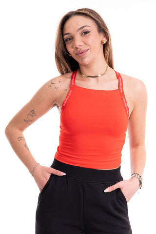 CALVIN KLEIN JEANS TOP LOGO ELASTIC STRAPPY DONNA J223110 XA7
