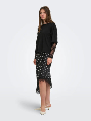 ONLY T-SHIRT TAHLIA CON MANICA IN PIZZO 15381333 BLK