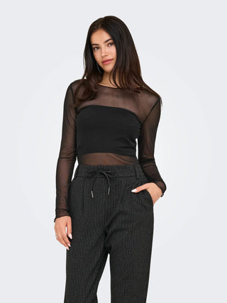 JACQUELINE DE YONG ELSA T-SHIRT IN RETE DONNA 15354045 BLK