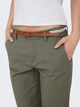 ONLY BIANA PANTALONE IN COTONE CON CINTURA 15218519 SMO