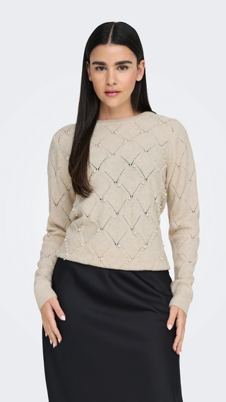 ONLY LIANA CREW NECK SWEATER WITH BEADS WOMEN 15324269 PMS