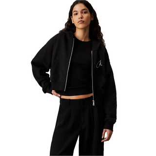 CALVIN KLEIN JEANS CK SWEATSHIRT WITH ZIP AND EMBROIDERED COLLAR WOMEN J224440 BEH