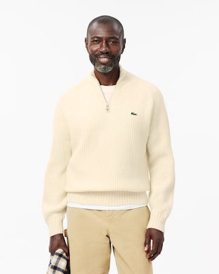 LACOSTE MAGLIONE LACOSTE A COLLO ALTO IN LANA CARDATA CON MEZZA ZIP AH3134 XFJ