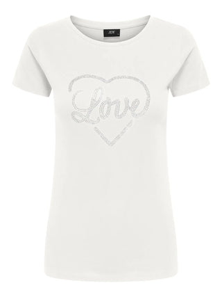 JACQUELINE DE YONG T-SHIRT CUORICINO CON BRILLANTINI 15366184 CLS