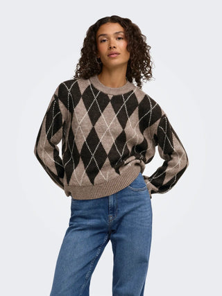 JACQUELINE DE YONG MAGLIONE BIANKA A GIROCOLLO CON ROMBI 15381327 CLT