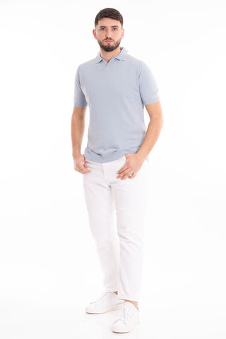 MARKUP SHORT SLEEVE DERBY POLO SHIRT IN DYED LINEN MK690016 CLE