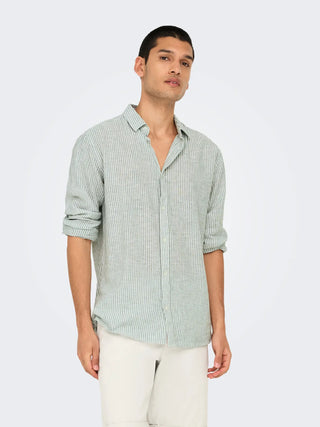 ONLY&SONS CAMICIA IN LINO A RIGHE CAIDEN 22026601 SSY