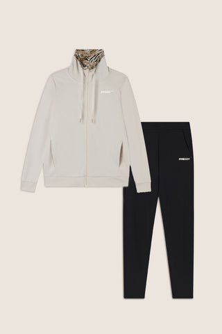 FREDDY TUTA CON FELPA CON CAPPUCCIO E COLLO CON FANTASIA E PANTALONE CON LOGO METALLIZZATO DONNA WTRK5 Z102N