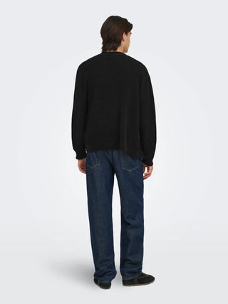 ONLY&SONS ROME CARDIGAN CON SCOLLO A V 22038910 BLK
