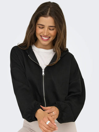 ONLY FELPA SCARLETT CON CAPPUCCIO E ZIP DONNA 15346449 BLK