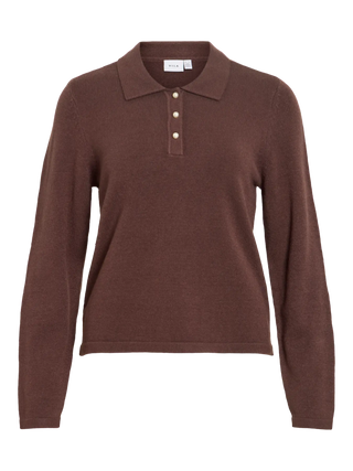 VILA VIRIL L/S POLO PULLOVER CON COLLETTO A 3 BOTTONI 14115283 CFB