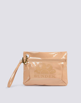 SUNDEK BORSA A TRACOLLA CLUTCH IN TESSUTO LUCIDO CON LOGO AW416ABPV400 A7200