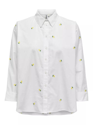 ONLY CAMICIA NEW LINA MANICA LUNGA CON LIMONI DONNA (Bright White LEMON) 15283743 BWN