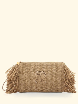 FK Maxi Pochette Donna F**K Beige con frange SW0050BG