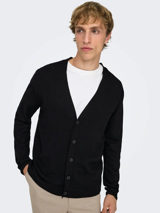 ONLY&SONS WYLER CARDIGAN IN MAGLIA UOMO 22033757 BLK