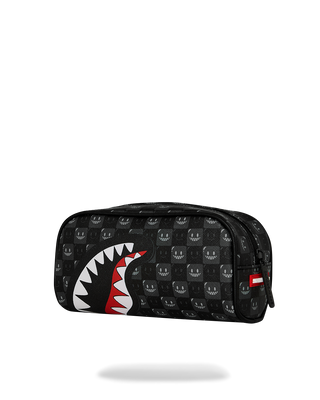 SPRAYGROUND SHARKS IN PARIS WTF BUBBLY BLACK CHECK POUCH ASTUCCIO B9316