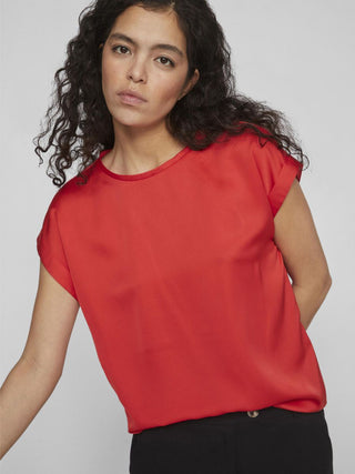 VILA T-SHIRT ELLETE SHORT SLEEVES SATIN DONNA 14059563 PPR