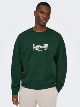 ONLY&SONS TURNER FELPA GIROCOLLO CON SCRITTA SUL FRONTE UOMO 22035624 PGV