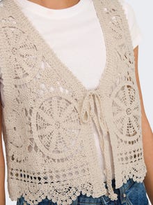 JACQUELINE DE YONG VIC CARDIGAN SENZA MANICHE RICAMATO CON LACCETTO DONNA (col:tapioca) 15347425 TPC