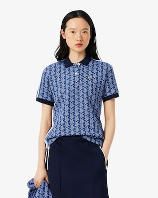 LACOSTE POLO DONNA LACOSTE SLIM FIT IN JACQUARD CON MONOGRAMMA DF3364 AIT