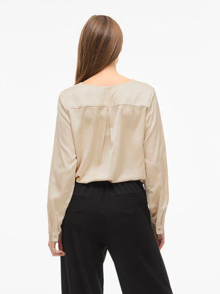 VILA VIELLETTE CAMICIA SATINATA CON SCOLLO A V 14114164 CMT