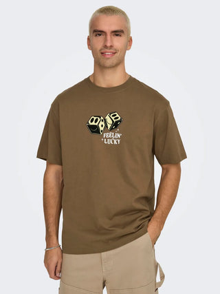 ONLY&SONS T-SHIRT DEREK MEZZA MANICA GIROCOLLO UOMO (SEPIA) 22032267 SPA