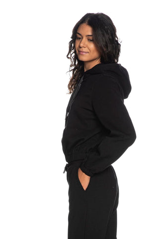 ONLY FELPA SCARLLET MANICA LUNGA CON CAPPUCCIO DONNA 15303845 BLK