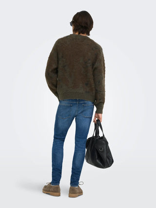 ONLY&SONS MAGLIONE WILLIS JAQUARD A GIRO COLLO 22038985 BLG