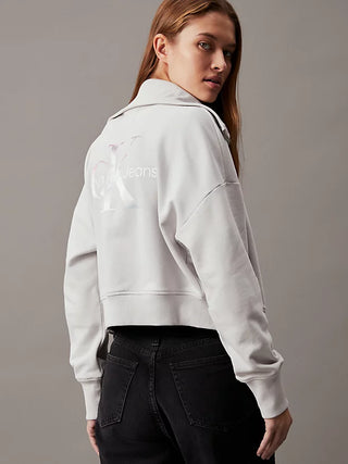 CALVIN KLEIN JEANS SWEATSHIRT DIFFUSED MONOLOGUE ZIP-THROUGH WOMEN J223075 PC8