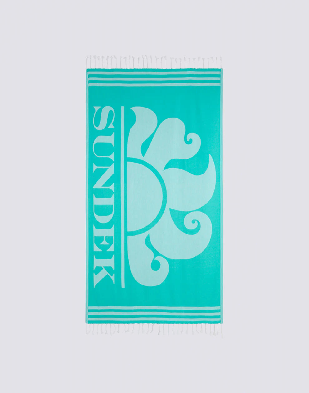 SUNDEK AM401ATC1000 Telo Mare In Cotone Nero - Maxi Logo E Frange - 180x100 Cm