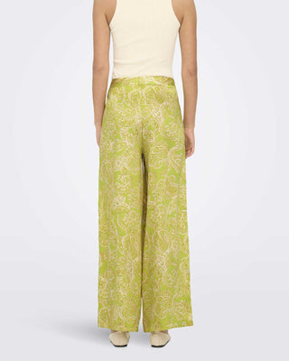 ONLY PAULA PANTALONI CON FANTASIA FOGLIA DONNA (col:kelly green) 15339991 KYG