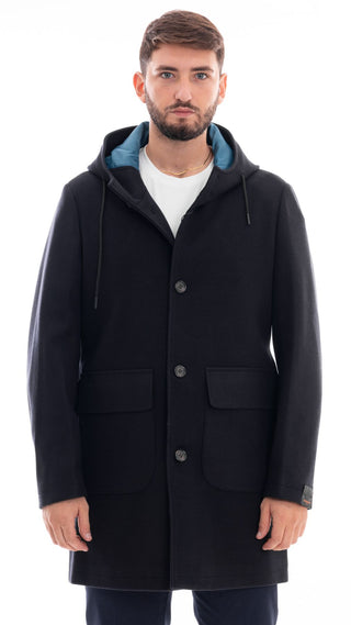 MARKUP PARKA LUNGO CON CAPPUCCIO E BOTTONI UOMO MK794619 BLU