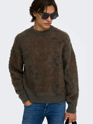 ONLY&SONS MAGLIONE WILLIS JAQUARD A GIRO COLLO 22038985 BLG
