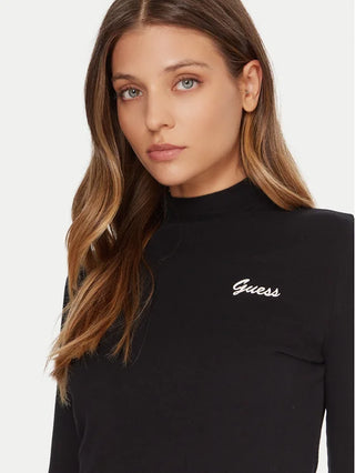 GUESS TOP ALBA COLLO ALTO MANICA LUNGA DONNA V5BP10KCBF1 JBLK