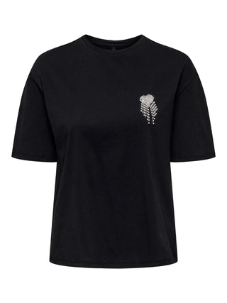 ONLY T-SHIRT VITA MANICA CORTA CON DIAMANTINI DONNA 15343769 BLK