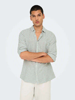 ONLY&SONS CAMICIA IN LINO A RIGHE CAIDEN 22026601 SSY