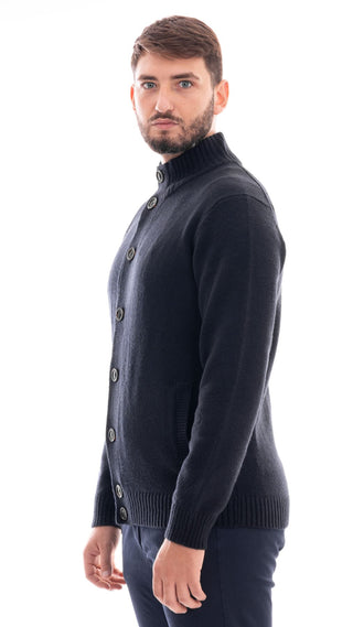 MARKUP CARDIGAN COLLO ALTO CON BOTTONI UOMO MK790044 BLU