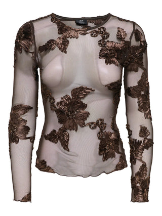 JACQUELINE DE YONG CASABLANCA T-SHIRT VELATA MANICA LUNGA CON MOTIVI FLOREALI 15379869 CFB