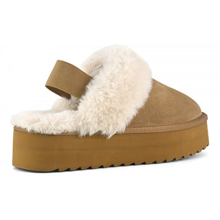 COLORS OF CALIFORNIA W PLATFORM SLIPPER IN SUEDE CON CHIUSURA A CINTURINO DONNA YWPLA07 TAN