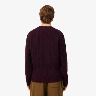 LACOSTE MAGLIONE LACOSTE GIROCOLLO A TRECCE IN LANA CARDATA AH2924 3KE