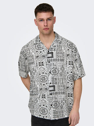 ONLY&amp;SONS BOLD LIFE RLX SHORT SLEEVE LINEN AND VISCOSE MIXED SHIRT 22028514 CLD