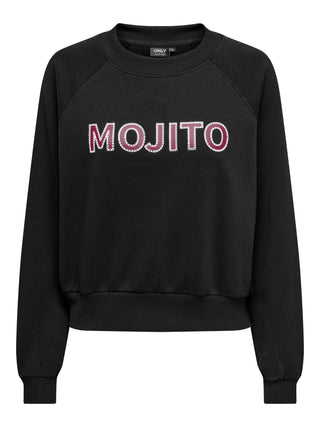 ONLY CAMA FELPA IN COTONE CON SCRITTA MOJITO DONNA 15357865 BMJ